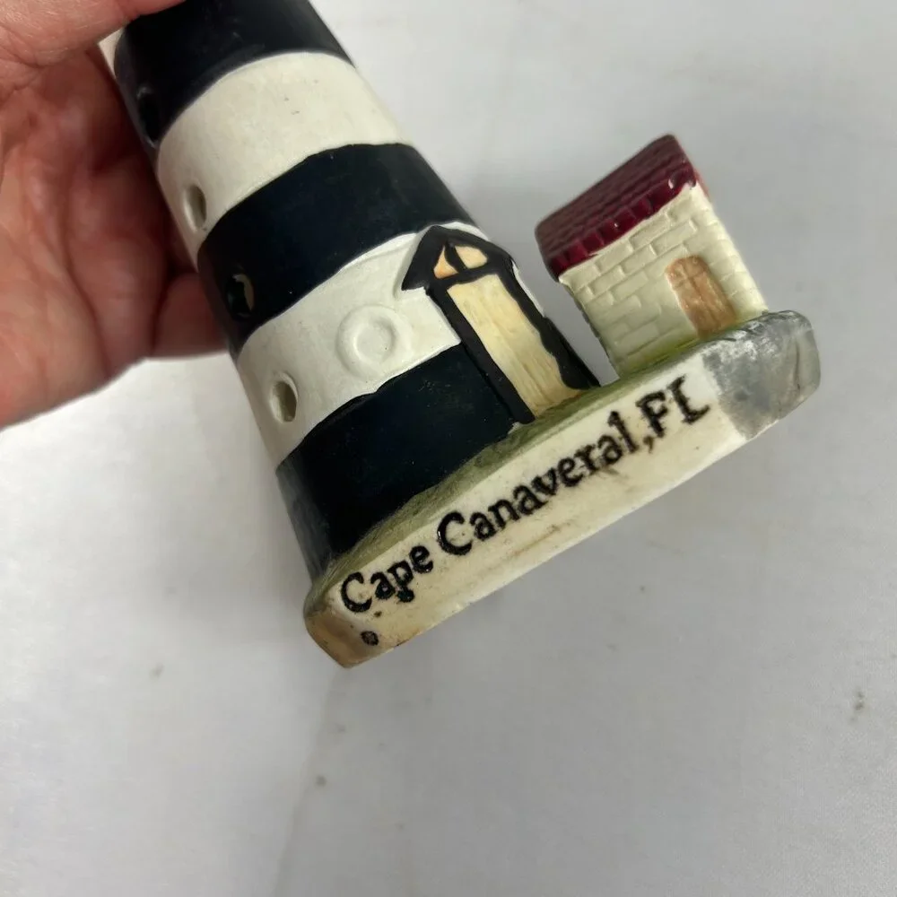 Porcelain Lighthouse Collection Cape Canaveral Florida Figurine Hole for Light